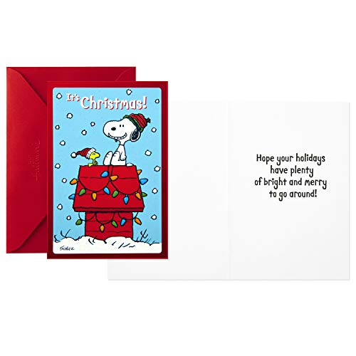 Hallmark Peanuts Christmas Cards Assortment, Snoopy and Woodstock (6 Cards with Envelopes, 2 Designs)