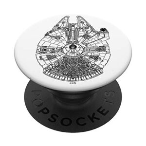 star wars millennium falcon line art sketch popsockets popgrip: swappable grip for phones & tablets