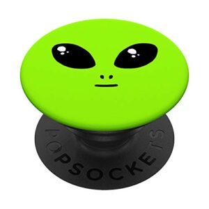 green alien face (head) - lime neon green popsockets popgrip: swappable grip for phones & tablets