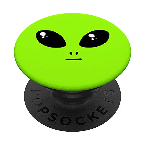 Green Alien Face (Head) - Lime Neon Green PopSockets PopGrip: Swappable Grip for Phones & Tablets