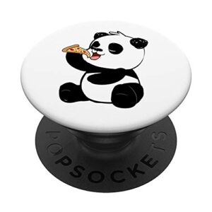 cute panda bear eating pizza popsockets popgrip: swappable grip for phones & tablets