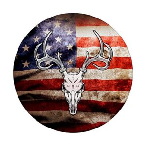 Deer Skull Hunting American Flag Patriotic USA Pride Gift PopSockets PopGrip: Swappable Grip for Phones & Tablets