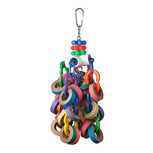 Super Bird Creations SB1107 Bagel Cascade Bird Toy, Large Bird Size, Refillable Bagels, 15” x 4.5”