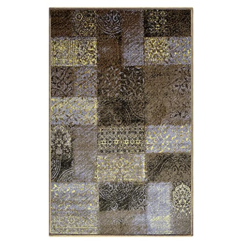 SUPERIOR Area Rugs for Bedroom, Farmhouse, Kitchen, Entryway, Laundry Room | Living Room Decor | Hadley Collection, 5' x 8', Washable & Beige