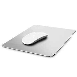 metal aluminum mouse pad hard silver clear modern ultra thin double side design mouse mat waterproof fast and accurate control for gaming and office magic, medium 9.45x7.87 inch…
