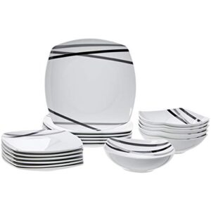amazon basics 18-piece kitchen dinnerware set - square plates, bowls, service for 6 - modern beams
