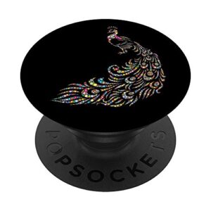 chic colorful peacock design peacock lover gift popsockets popgrip: swappable grip for phones & tablets