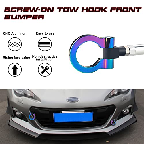 Xotic Tech JDM Sport Track Racing Style CNC Aluminum Screw-on Tow Hook Front Rear Bumper Compatible with Scion FRS, Subaru BRZ WRX (NEO)