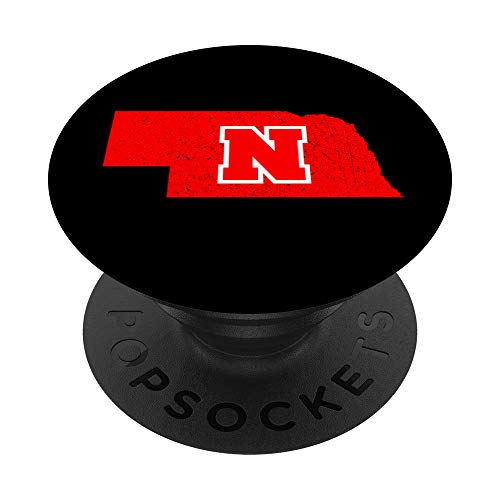 Nebraska Black and Red Vintage State Map PopSockets PopGrip: Swappable Grip for Phones & Tablets