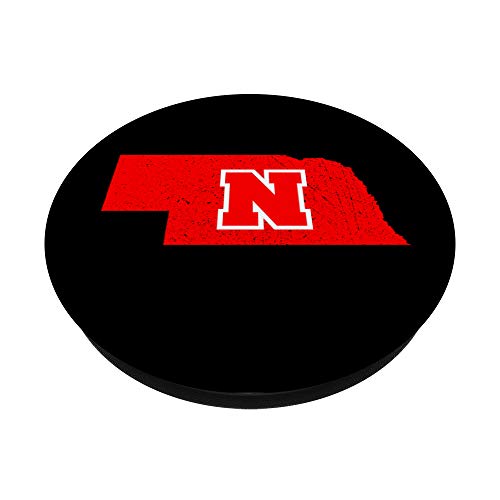 Nebraska Black and Red Vintage State Map PopSockets PopGrip: Swappable Grip for Phones & Tablets