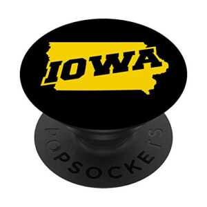 iowa city black and yellow state map popsockets popgrip: swappable grip for phones & tablets
