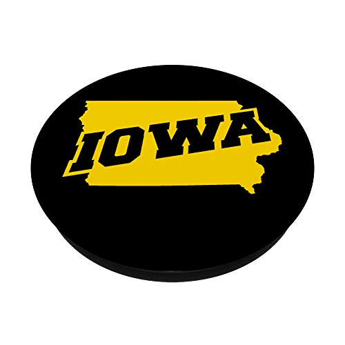 Iowa City Black and Yellow State Map PopSockets PopGrip: Swappable Grip for Phones & Tablets