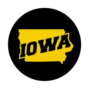 Iowa City Black and Yellow State Map PopSockets PopGrip: Swappable Grip for Phones & Tablets