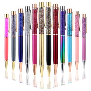 pasisibick ballpoint pens,bling dynamic crystal liquid ballpens black ink for office supplies(12 pcs)