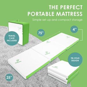 Cushy Form Floor Mattress - Foldable 4 Inch Foam Camping Bed w/Case for Adults & Kids - Folding Portable Bed for Travel, Van, Guest - Fold Up Pad - College Dorm Room Essentials for Girls and Guys