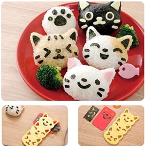 Fellibay Hofumix Bento Accessories Sushi Mold Rice Ball Mold Cartoon Cat Pattern Sushi Bento Nori Kitchen Rice Decor Kits Sandwich DIY Kitchen Tools for Baby Kids Meal