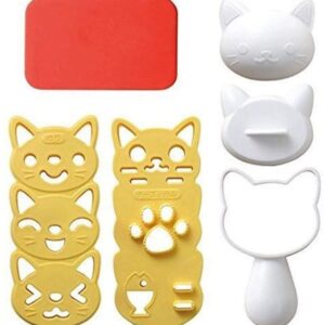 Fellibay Hofumix Bento Accessories Sushi Mold Rice Ball Mold Cartoon Cat Pattern Sushi Bento Nori Kitchen Rice Decor Kits Sandwich DIY Kitchen Tools for Baby Kids Meal