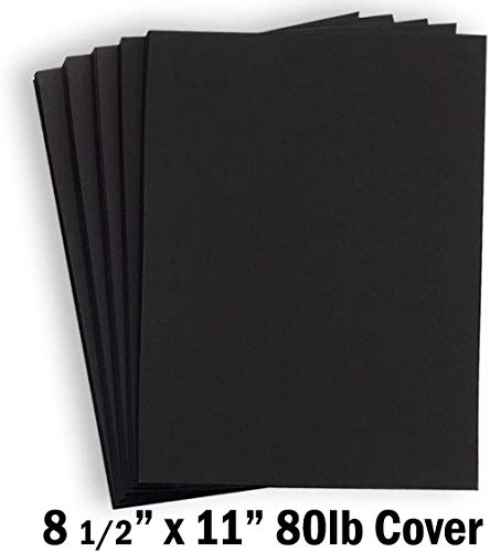 Hamilco Black Colored Cardstock Thick Paper - 8 1/2 x 11" Heavy Weight 80 lb Cover Card Stock - for Scrapbook Craft Calligraphy or Chalkboard Papers for Printer - 50 Pack