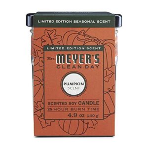 Mrs. Meyer's Soy Aromatherapy Candle, 25 Hour Burn Time, Made with Soy Wax and Essential Oils, Pumpkin, 4.9 oz