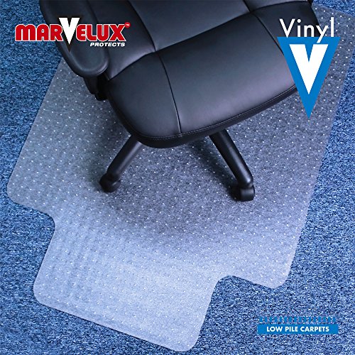 Marvelux Vinyl (PVC) Office Chair Mat for Very Low Pile Carpeted Floors 45" x 53" | Transparent Carpet Protector with Lip | Multiple Sizes
