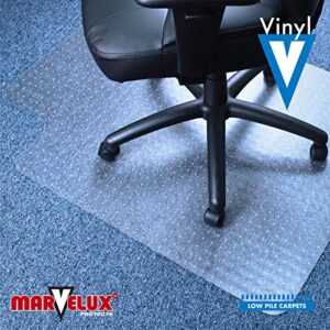Marvelux Vinyl (PVC) Office Chair Mat for Very Low Pile Carpeted Floors 45" x 53" | Transparent Carpet Protector with Lip | Multiple Sizes