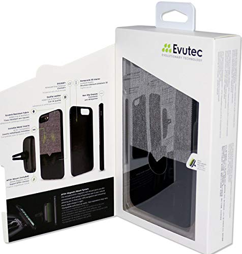 Evutec Compatible with iPhone 6 Plus/6s Plus/7 Plus/8 Plus Unique Heavy Duty Case Leather + TPU Shockproof Interior Drop Protection Phone Cover-Canvas/Black (AFIX+ Vent Mount Included)