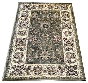 traditional oval doorway mat persian 330,000 point area rug green burgundy beige design 601 (2 feet x 3 feet)