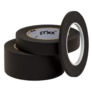 1 Pack 2" inch x 60yd STIKK Black Painters Tape 14 Day Easy Removal Trim Edge Finishing Decorative Marking Masking Tape (1.88 in 48MM)