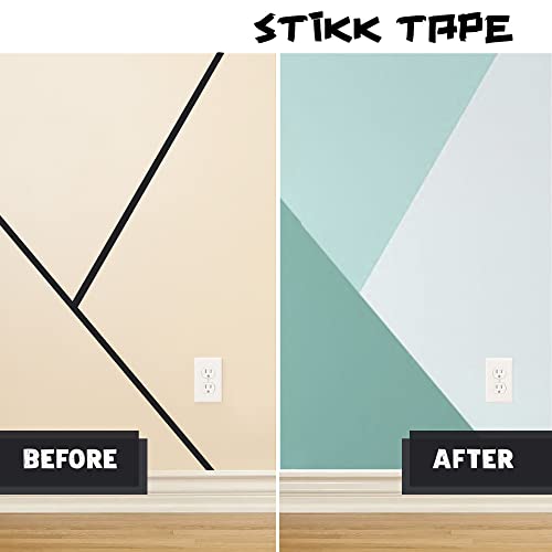 1 Pack 2" inch x 60yd STIKK Black Painters Tape 14 Day Easy Removal Trim Edge Finishing Decorative Marking Masking Tape (1.88 in 48MM)