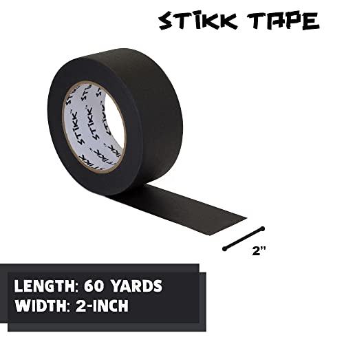 1 Pack 2" inch x 60yd STIKK Black Painters Tape 14 Day Easy Removal Trim Edge Finishing Decorative Marking Masking Tape (1.88 in 48MM)