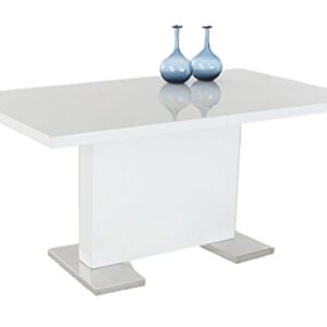 Inspirer Studio IRIS Extendible Dining Table Pedestal Table MDF High-Gloss White