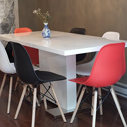 Inspirer Studio IRIS Extendible Dining Table Pedestal Table MDF High-Gloss White