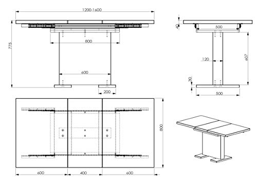 Inspirer Studio IRIS Extendible Dining Table Pedestal Table MDF High-Gloss White