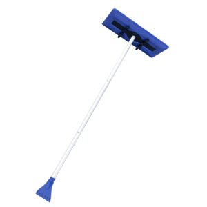 Snow Joe SJBLZD 18 Broom Snow Removal Tool w/52-Inch Compact Handle w/ 4-Inch Oversized Ice Scraper