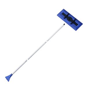 Snow Joe SJBLZD 18 Broom Snow Removal Tool w/52-Inch Compact Handle w/ 4-Inch Oversized Ice Scraper