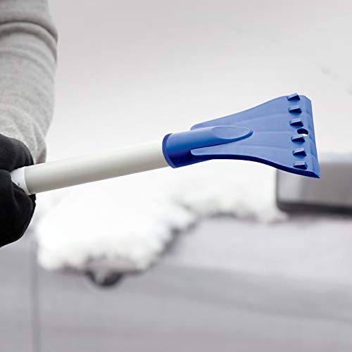 Snow Joe SJBLZD 18 Broom Snow Removal Tool w/52-Inch Compact Handle w/ 4-Inch Oversized Ice Scraper
