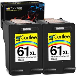 cartlee pack of 2 black remanufactured 61xl high yield ink cartridges for hp deskjet 1000 1010 1050 1510 1512 2000 2050 2510 2540 2542 2543 2549 3000 3050 officejet 2622 4630 2620 4632 4635