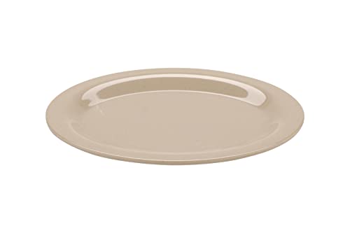 G.E.T. OP-950-S-EC Melamine Oval Serving Platter / Dinner Plate, 9.75" x 7.25", Sandstone (Set of 4), Beige