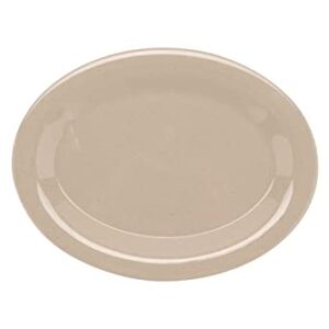 G.E.T. OP-950-S-EC Melamine Oval Serving Platter / Dinner Plate, 9.75" x 7.25", Sandstone (Set of 4), Beige