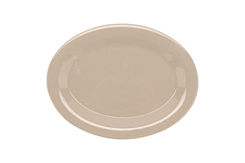 G.E.T. OP-950-S-EC Melamine Oval Serving Platter / Dinner Plate, 9.75" x 7.25", Sandstone (Set of 4), Beige