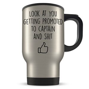 captain travel mug gift for men and women promotion - promoted military ranks congratulations coffee mug for army, navy or air force - funny gag cup