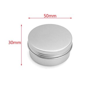 Ymkf Sqqr 60 Pack aluminum round lip balm tin container bottle with screw thread lid - great for store spices, candies, tea or gift giving, （1oz）