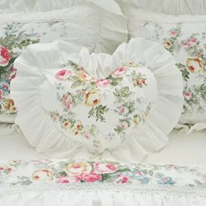lelva floral ruffle design decoration pillow heart throw pillow sham cushion bed shaped sofa pillows white