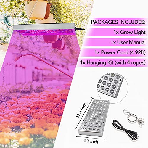 Juhefa LED Grow Lights, Full Spectrum Grow Lamp with IR & UV LED Plant Lights for Indoor Plants,Micro Greens,Clones,Succulents,Seedlings,Panel Size 12x4.7 inch