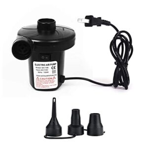 Electric Air Pump, Portable Air Pump Quick-Fill Inflator Deflator with 3in1 Nozzle Adapter for Air Mattresses Airbeds Boats Swimming Ring Inflatable Pool Raft(AC 110V/DC 12V)