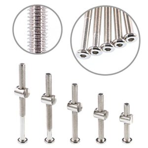 Swpeet 100Pcs Crib Hardware Screws, Nicked Plated M6 × 40/50/60/70/80mm Hex Socket Head Cap Crib Baby Bed Bolt and Barrel Nuts with 1 x Allen Wrench Perfect for Furniture, Cots, Crib Screws