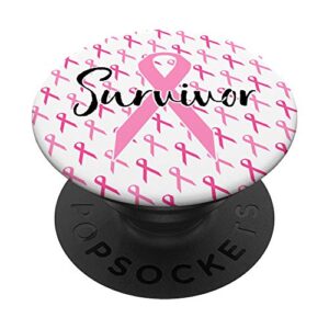 pattern breast cancer survivor pink ribbon popsockets popgrip: swappable grip for phones & tablets