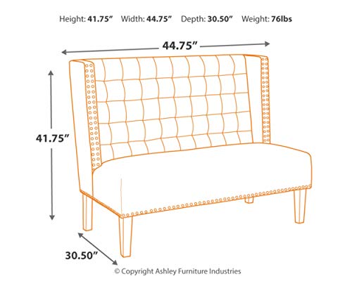 Signature Design by Ashley Beauland Modern Chic Upholstered Tufted Accent Settee Bench, Cream