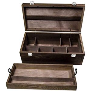 kingart artist wood pastel, pen, marker portable storage box organizer with drawer, tool box espresso finish