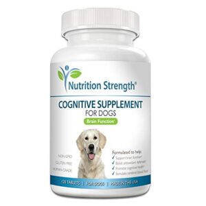 nutrition strength cognitive support for dogs, promotes dog brain health, mental support for old dogs, supplement for dogs with cognitive difficulties, 120 chewable tablets